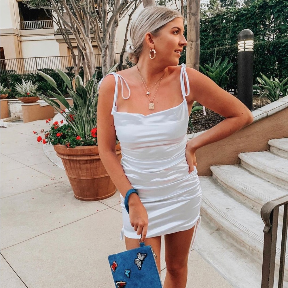 White Satin Mini Dress